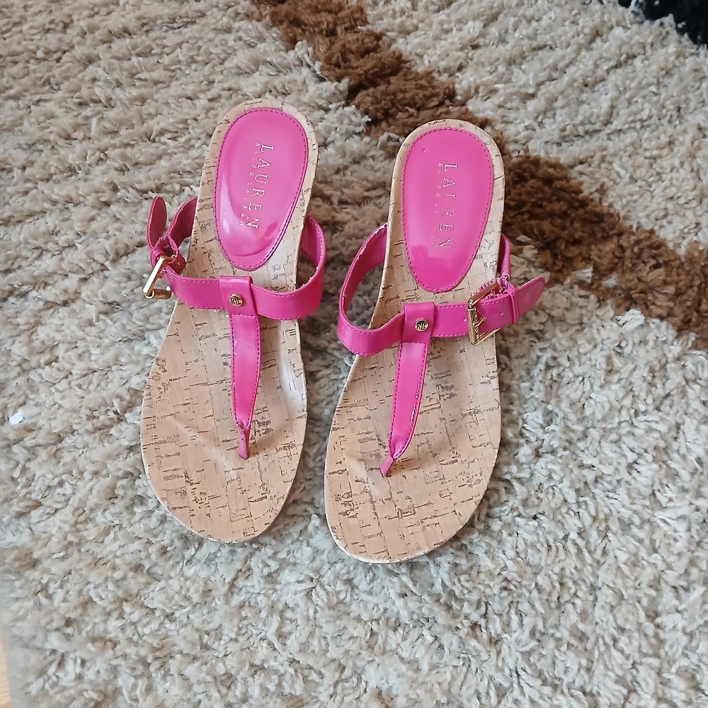 Lauren Ralph Lauren Thong Sandals Fushia Pink Women's Size 9